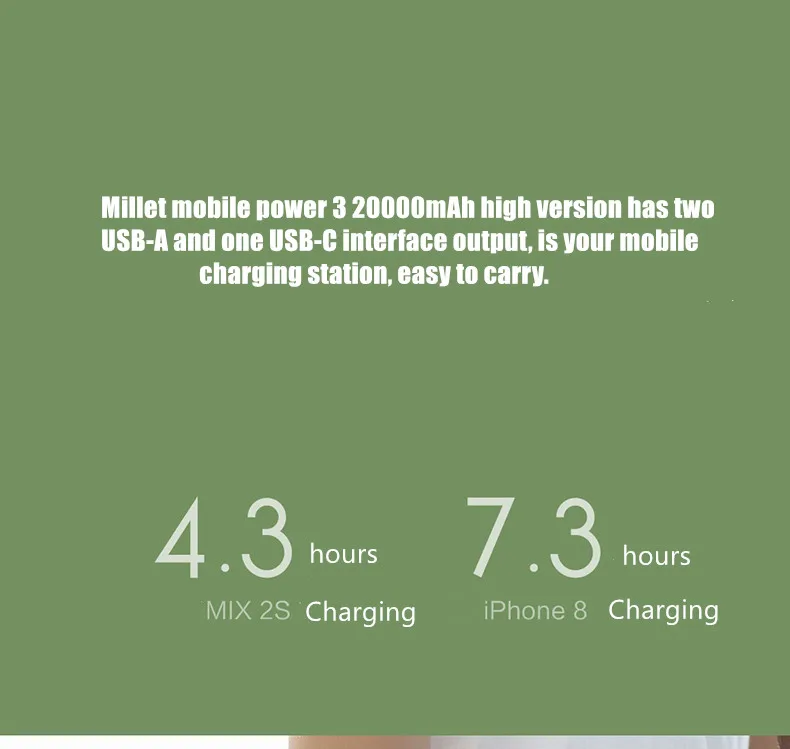 xiaomi mobile power 3 высокая версия 20000mAh power bank QC3.0 портативное зарядное устройство 2 батарея для usb-порта внешний mi power Bank