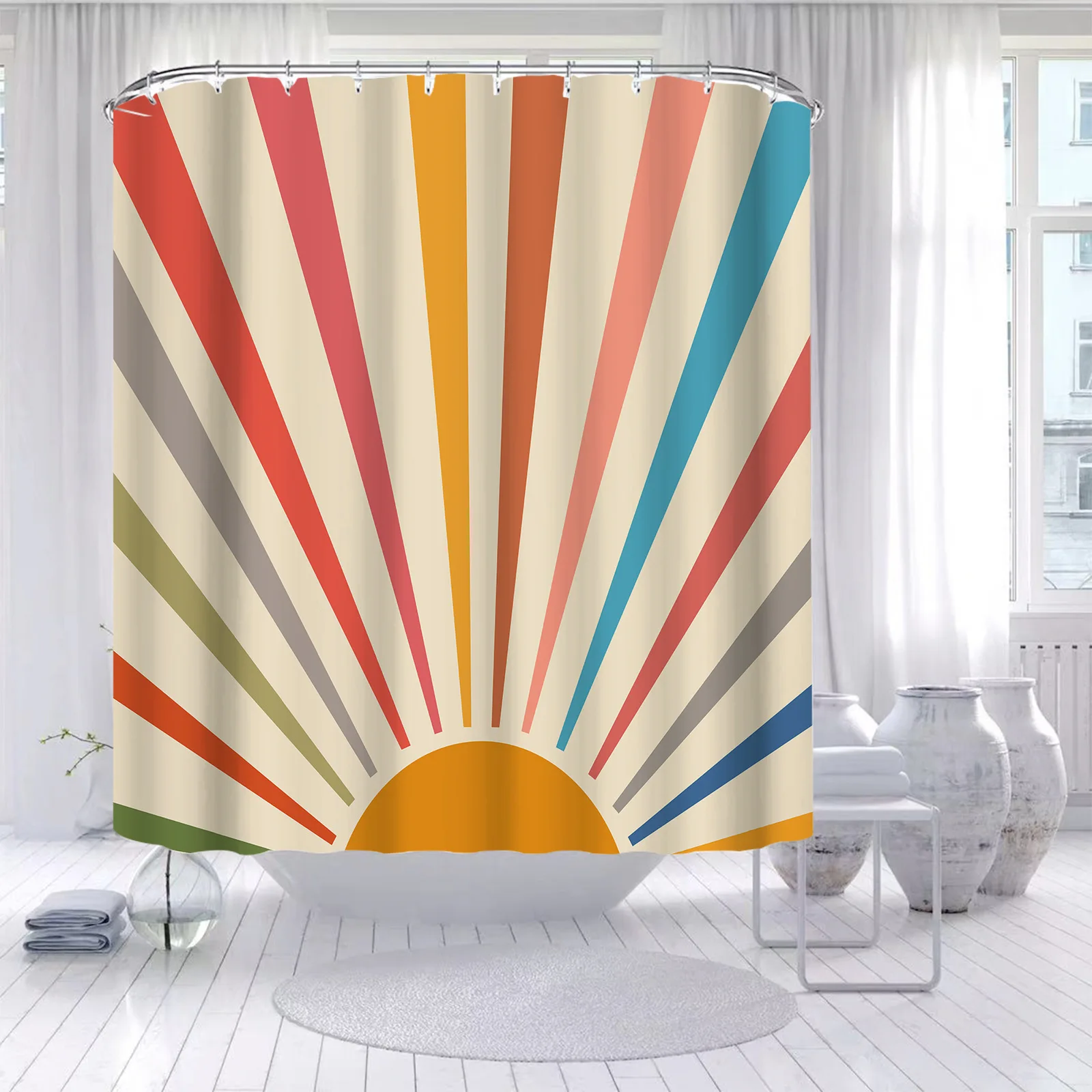 

YOOLOV 2022 Scenery Waterproof Shower Curtain Modern Plants Printed Bath Scenic Floral Bathroom Decoration Trendy Flower