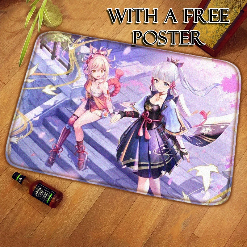 

Genshin Impact Anti Skid Door Mat Animation Decoration Home Living Absorbent rugs with A Free Poster Necessary for Enthusiasts