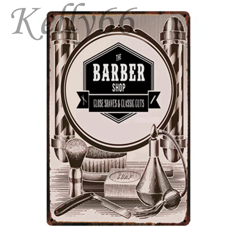 

[ Kelly66 ] Barber Shop Metal Sign Tin Poster Home Decor Bar Wall Art Painting 20*30 CM Size y-688