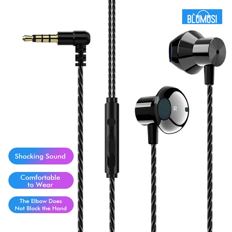 

F12 Wired In Ear Earphones Bass Headset Elbow Plug for Convenient Mobile Gaming Movie Sports with Microphone and Wire control