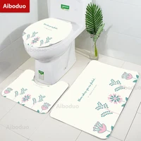 aiboduo nonslip 3pcsset pretty flowers home decorationtulip bathroom pad green toilet lid cover set bathmat rug bathroom carpet