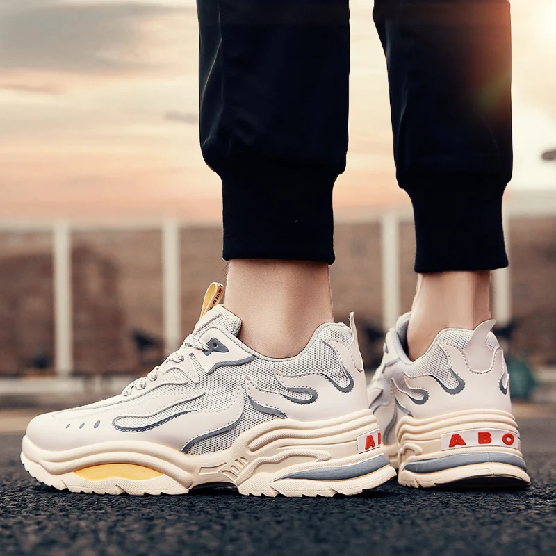 

BomKinta Brand All Seasons Trend Casual Shoes Men Flame Patchwork Sneakers Men Shoes Outdoor Mans Walking Dad Footwear Ins Hot