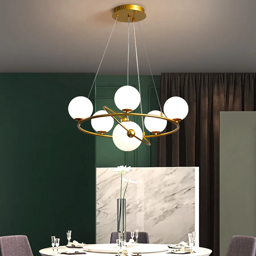 Creative Planet Pendant Light Circular Glass Ball Ceiling Hanging Living Room Lighting Fixture Dining Lamp | Лампы и освещение