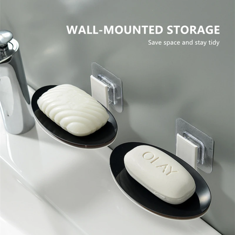 

Creative Soap Box With Free Punch Drain Rack Simple Soap Dish Paste Wall-Mounted Suction Cup Soap Box For Bathroom Toilet ABS