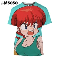 liasoso 3d print unisex ranma 12 t shirt kawaii tendou akane fitness tshirt summer casual o neck shirt hip hop streetwear tops