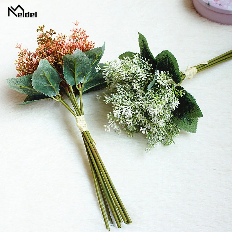 Meldel Wedding Bouquet Artificial Baby's Breath Bridal Flower Green Rice Spike Grass Supply | Свадьбы и торжества