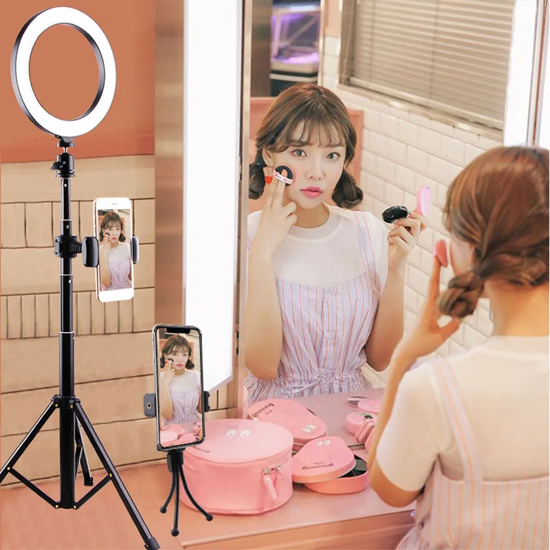 USB кольцевой светильник для селфи 16 см/26 см со штативом держатель телефона Bluetooth