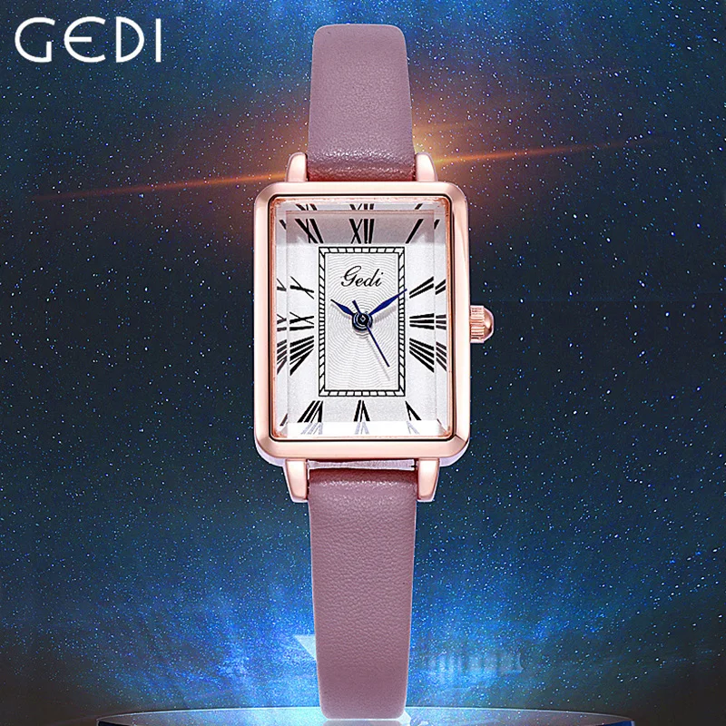 Женские кварцевые часы GEDI в винтажном стиле повседневные водонепроницаемые
