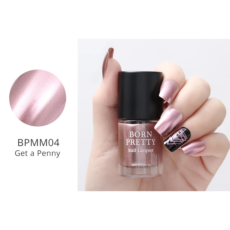 BORN PRETTY 9 мл металл с эффектом зеркала лак для ногтей фиолетовый розовый Золотой Серебряный хромированный лак для ногтей металлический дизайн ногтей - Цвет: BPMM04