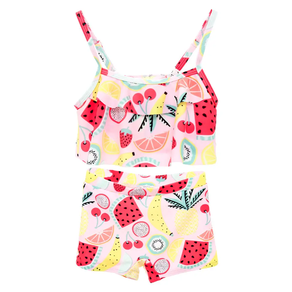 2019 Girls Swimwear 9M-6Years Kids Beach Wear Lovely Fruits Print Baby Swimming Suits Bikini Ruffle Infantil Childs Bathing Suit | Мать и