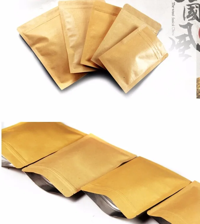 Дой Пак из крафт бумаги мешок замка застежка молнии с Алюминий Фольга Еда Чай