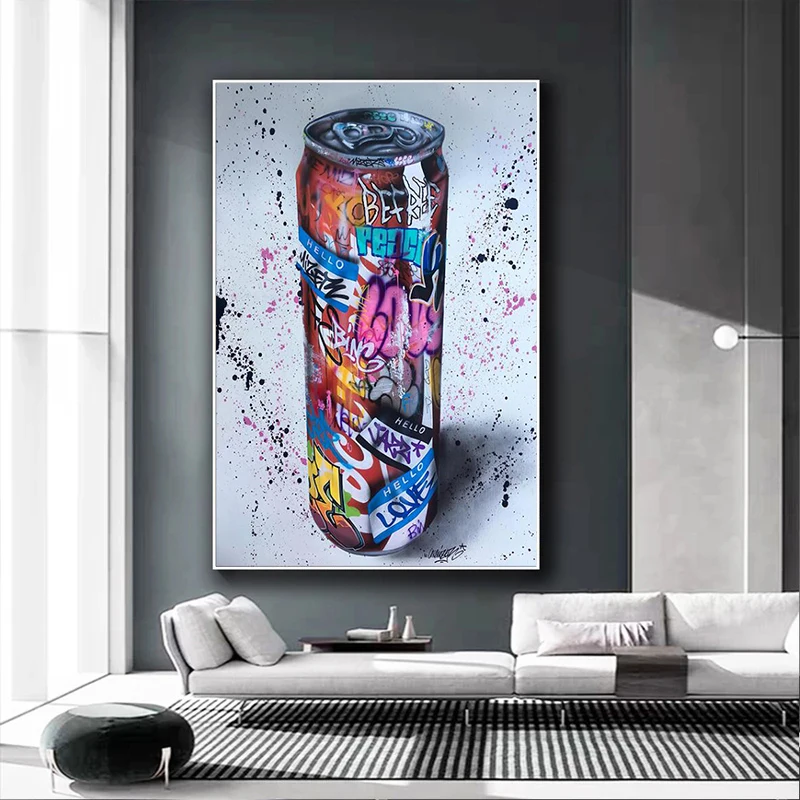 

Картины на холсте с изображением бутылки напитков в уличном стиле граффити современные постеры и принты абстрактная Настенная картина для ...