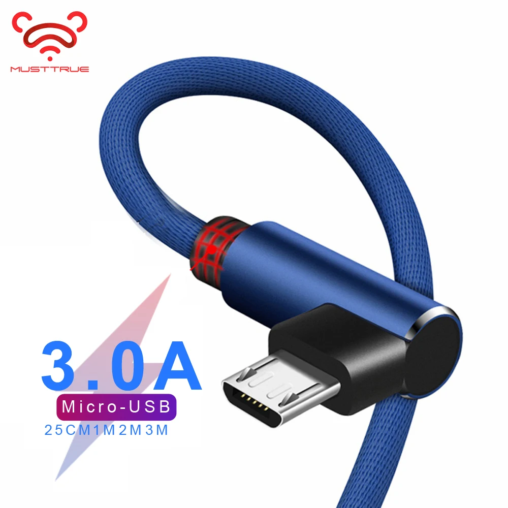 MUSTTRUE 1 м Micro USB кабель для Xiaomi Note 5 Pro Быстрая зарядка 90 градусов локоть провод для samsung huawei LG sony кабель microUSB