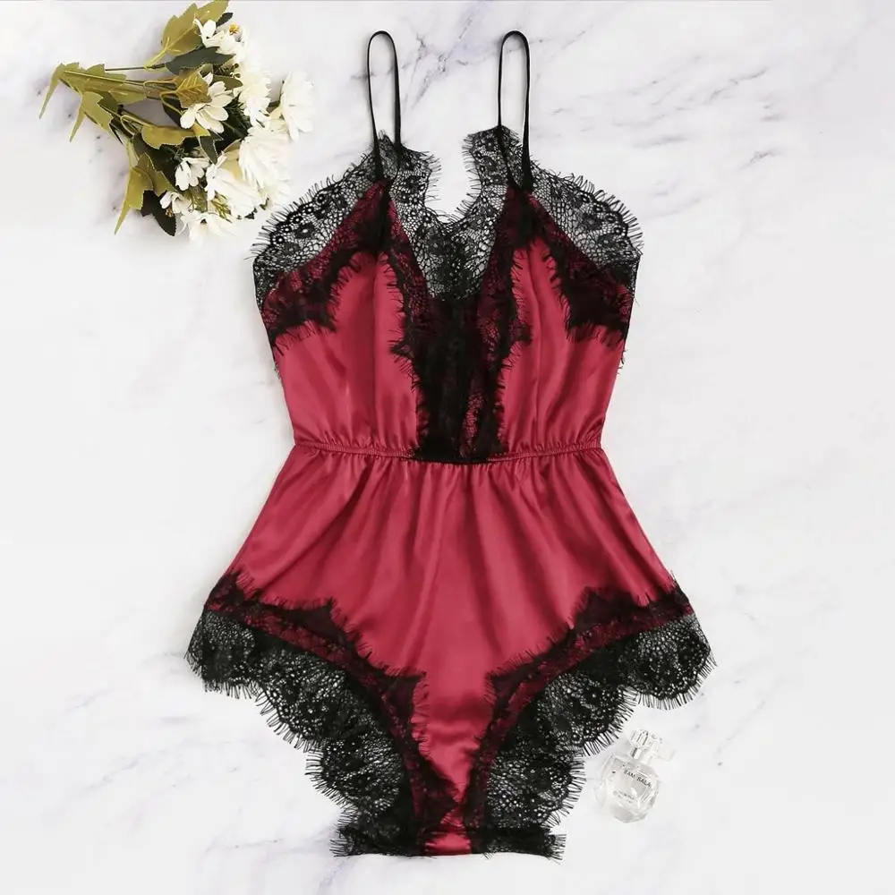 Новинка Модная пикантная обувь с кружевами Атласные шелковые пижамы сексуальное