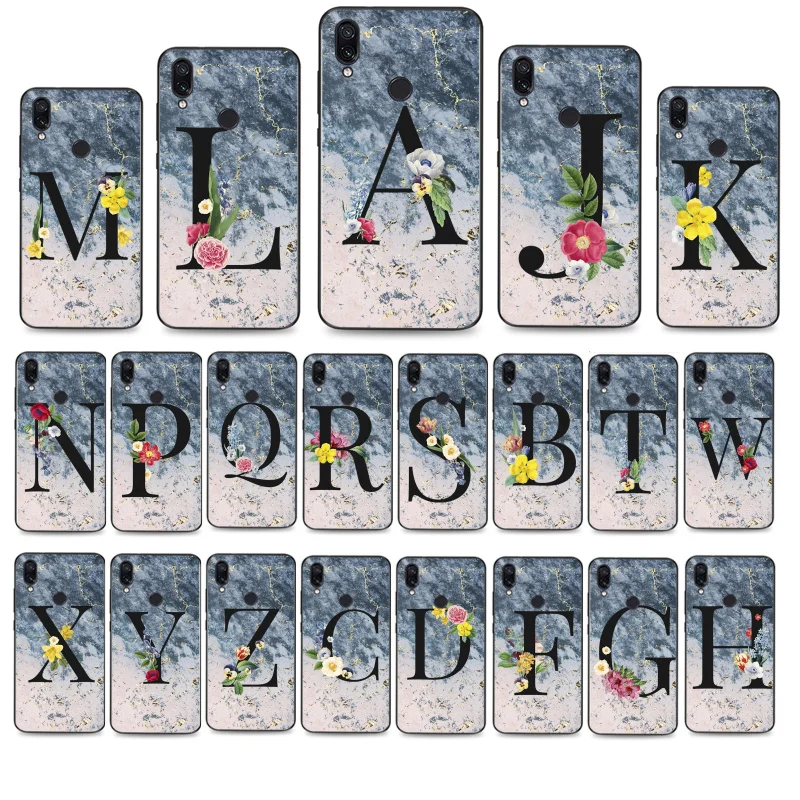 

Blue Marble Alphabet Flower Capital Letter Phone Cases For Xiaomi Redmi Note10 Pro Note8 Pro 8T Note9 9T Note7 Pro 9C X3