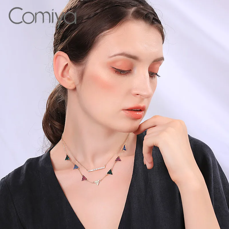 Comiya ожерелье s для женщин klye Collare Золото цветной цинк сплав двухслойные