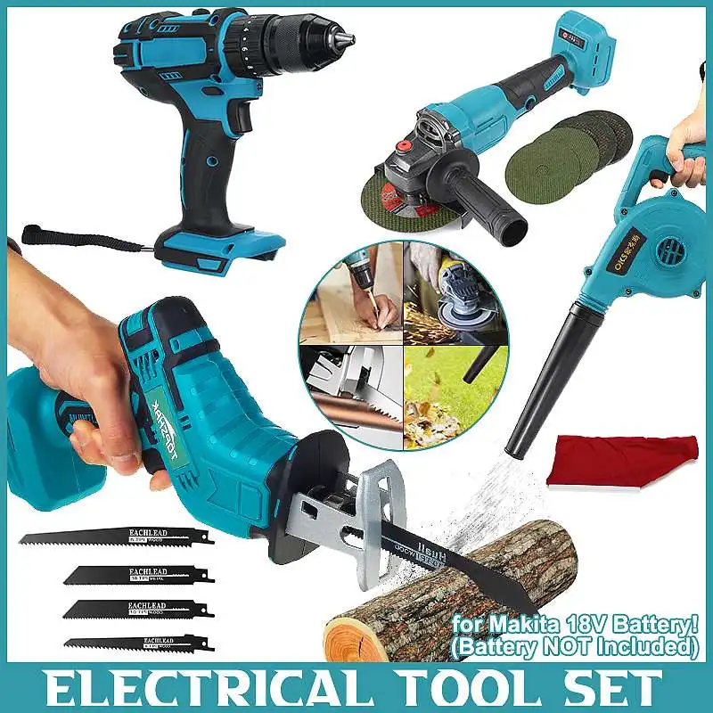 

Cordless Impact Drill Reciprocating Saw 125mm Brushless Electric Angle Grinder Air Blower Vacuum Cleaner for Makita 18V Battery