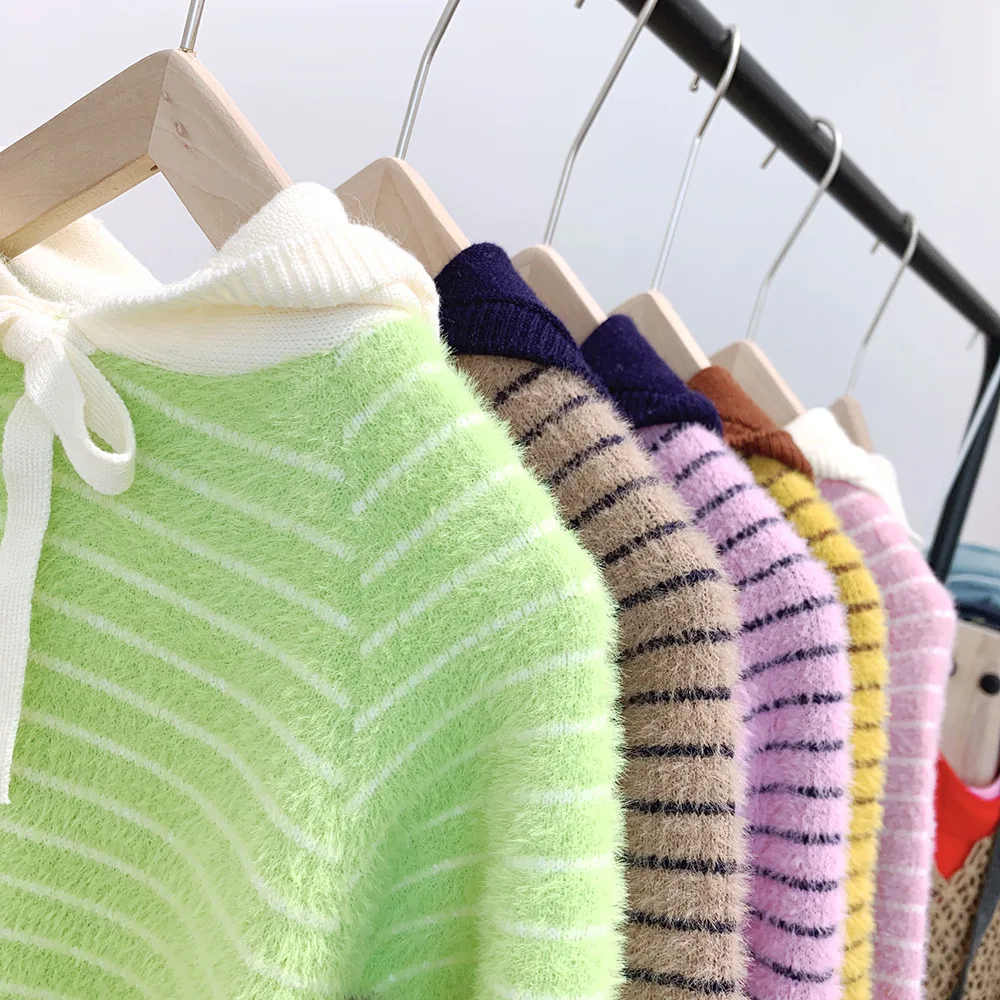 Children's boys and girls hooded hooded striped sweater