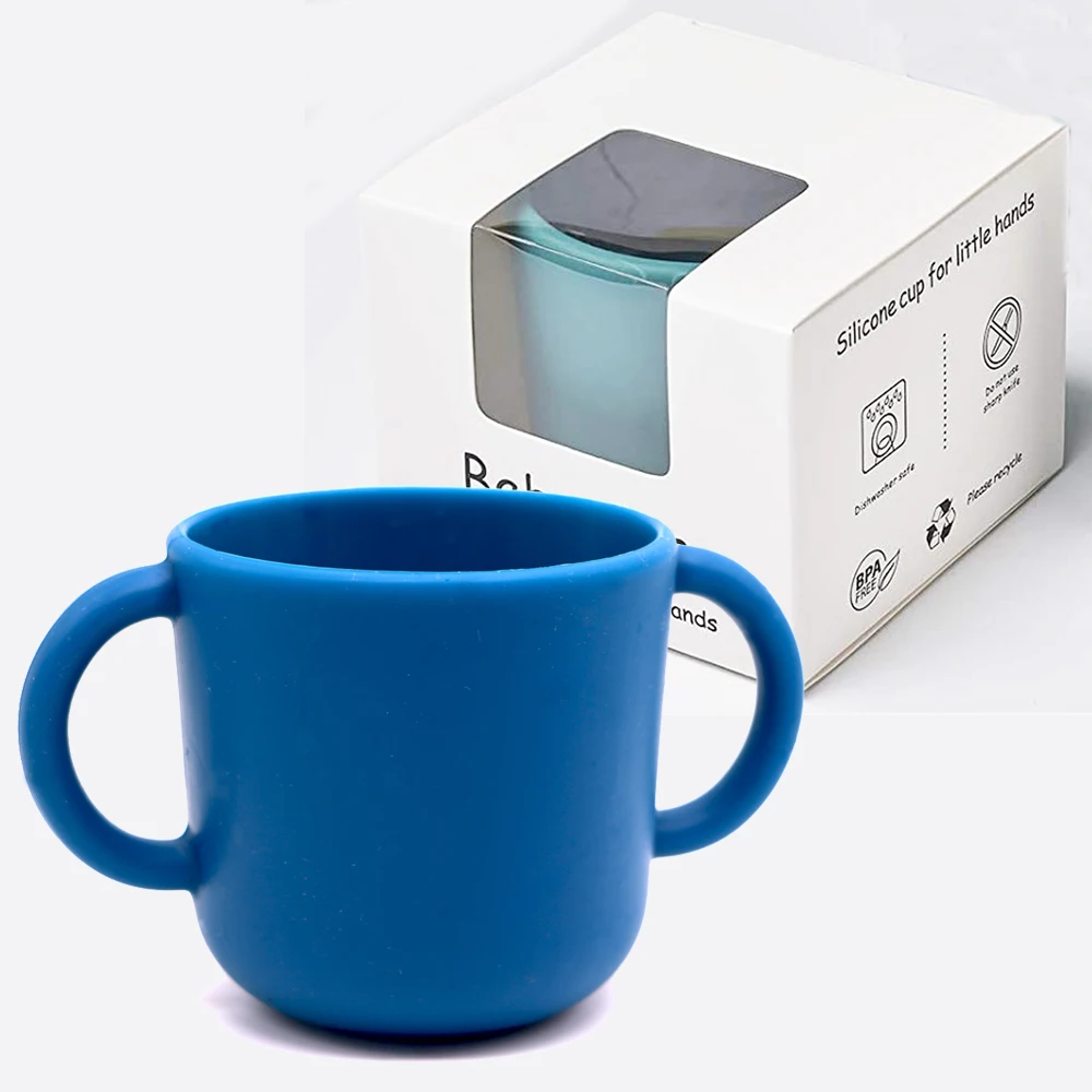 

Silicone Cups With Handle Multi-function Silicone Snack Cup BPA-Free Portable Storage Snack Container Learning Drink Cup