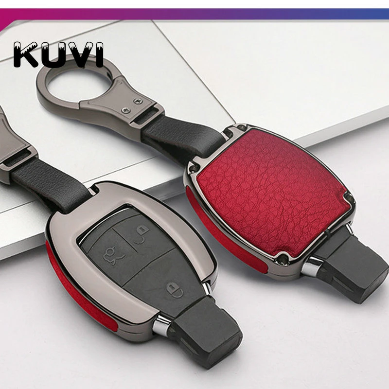 Чехол для автомобильного ключа из сплава и кожи чехол ключей с кольцом цепочкой