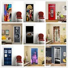 Самоклеющиеся ПВХ 3D Двери Плакат наклейки домашний арт дизайн Декор на дверь наклейка для спальни раздвижные стеклянные двери декор обои