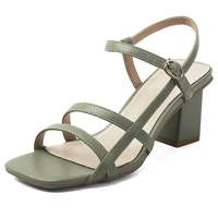 2021new summer square toe ivory sandals for women rubber antiskid sole 34 40 size green fashion shoes for girls
