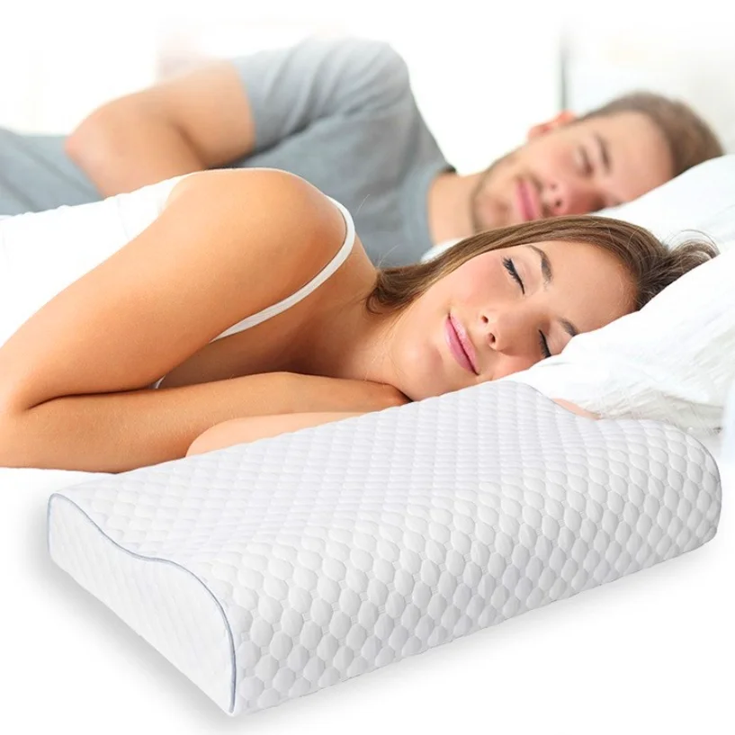 

Memory Foam Bed Orthopedic Pillow for Neck Pain Sleeping with Embroidered Pillowcase Wave Shaped Relax The Cervical for Adult