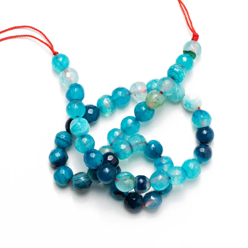 Оптовая продажа бусины из натурального камня с синим лицом агата рукоделие для