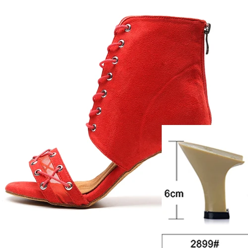 Red heel 6cm WUXIJIAO/туфли для латинских танцев; женские черные сапоги на высоком каблуке в английском стиле; удобная обувь для сальсы; вечерние туфли на молнии сзади - Цвет: Red heel 6cm