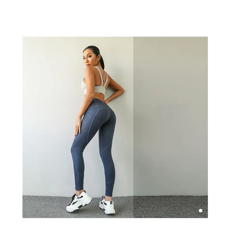 Женские легинсы для йоги фитнеса с высокой талией и боковыми карманами | Спорт