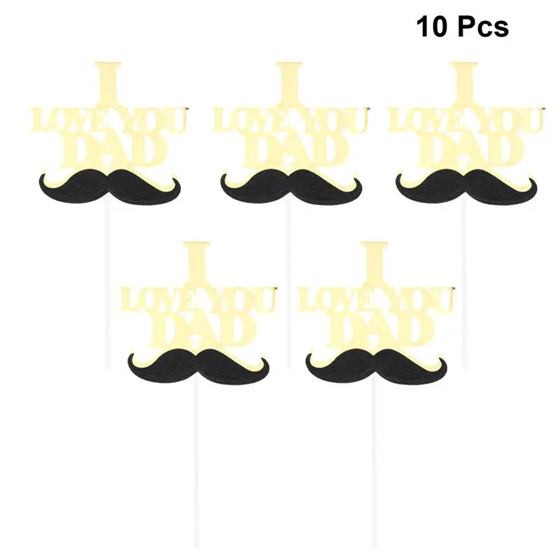 10 шт я люблю тебя папа торт Топпер усы декоративные еда выбирает украшения кекс