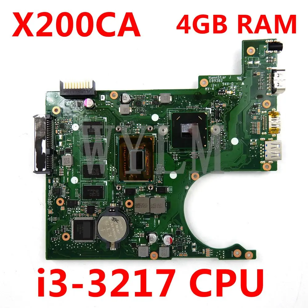 

X200CA Motherboard i3-3217CPU 4GB RAM For ASUS X200C X200CA X200CAP Laptop Motherboard X200CA Mainboard REV 2.0 Test OK