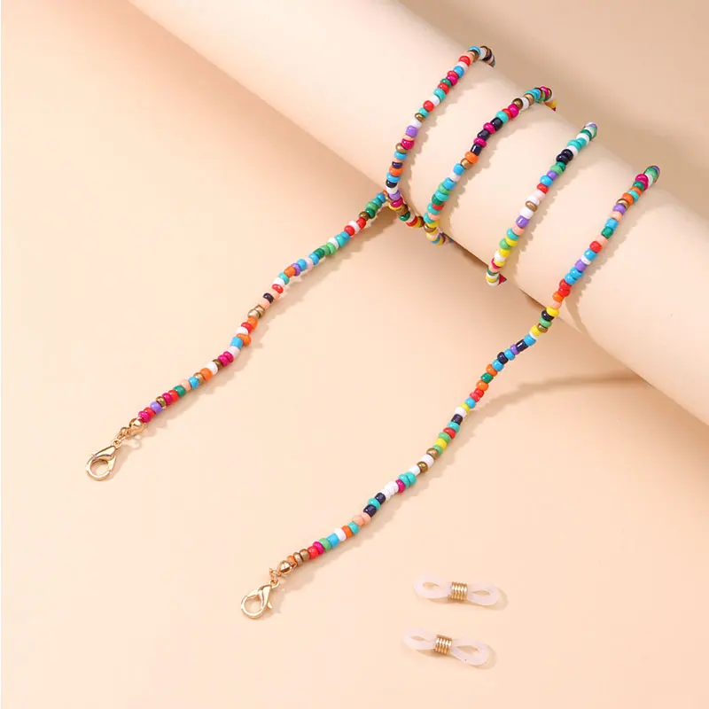 

2021 Colorful Beads Glasses Chain Vintage Women Face Mask Holder Non-slip Lanyard Neck Hang Rope Strap for Girls Children New