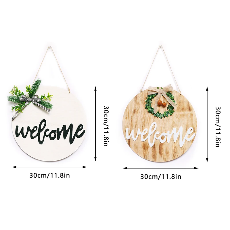 

Home Pastoral Hanging Plaques Simulation Plant Wooden Sign Wall Decorative Wreath Store Window Display Ornament Round Door Signs
