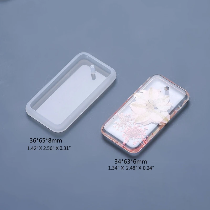 

H9ED 6 Pcs Keychain Epoxy Resin Mold Hanging Pendant Silicone Mould DIY Crafts Jewelry Casting Mold