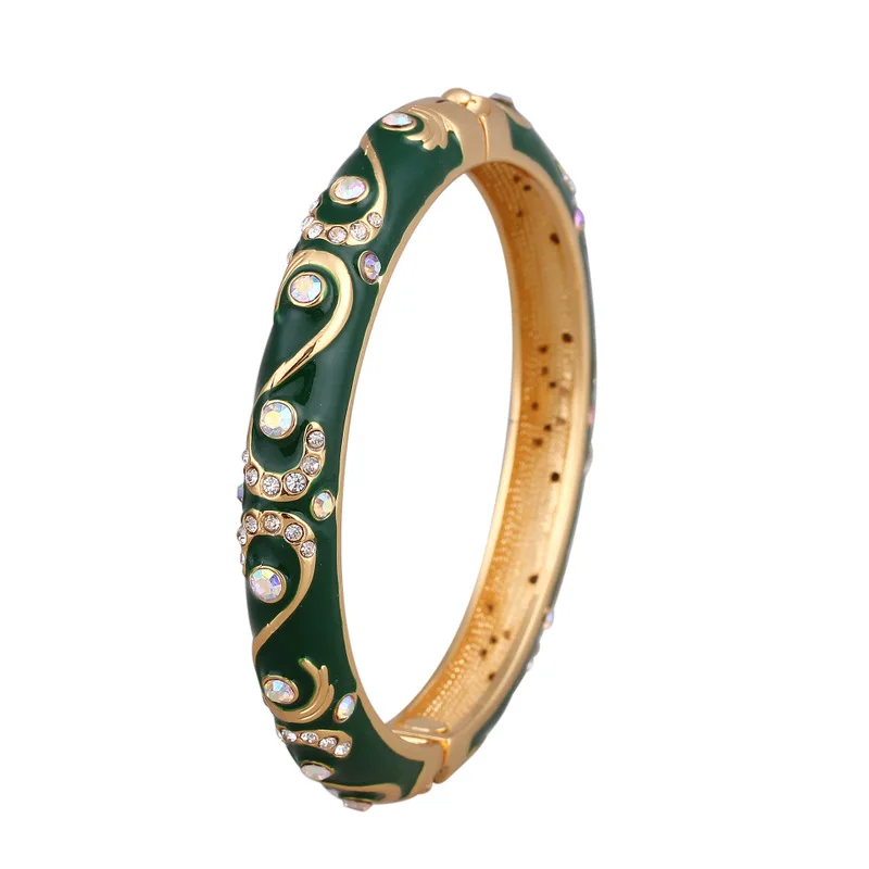 

Free shipping enamel fashion lady bracelet handmade retro luxury gold-plated diamond-encrusted bracelet accessories wholesale