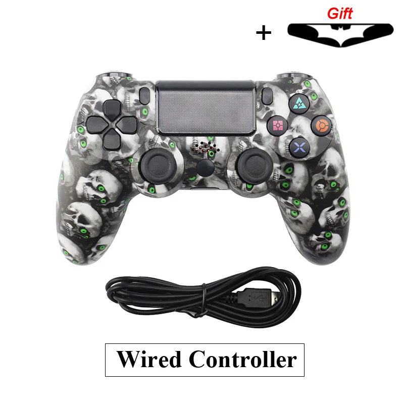 Wired skull Беспроводной/проводной контроллер для Mando PS4 для playstation 4/PS3 консоль для Dualshock 4 контроллер для управления PS4 джойстик - Цвет: Wired skull