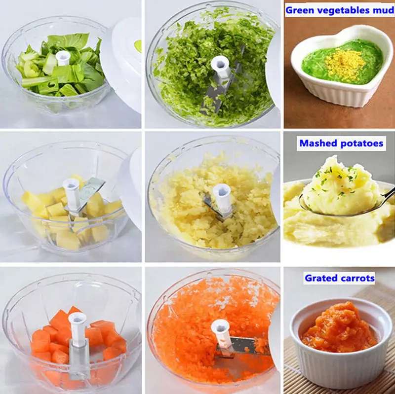 

Multi-function Hand Held Vegetable Shredder Slicer Cutter Powerful Manual Pulling Food Chopper Cutting Various Foods Nuts Pesto