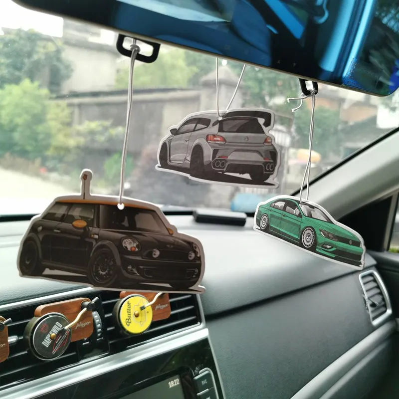 

JDM Style Classic Racing Performance Car Rearview Mirror Pendant Air Freshener Solid Paper Decoration Car Decoration Anime Decor