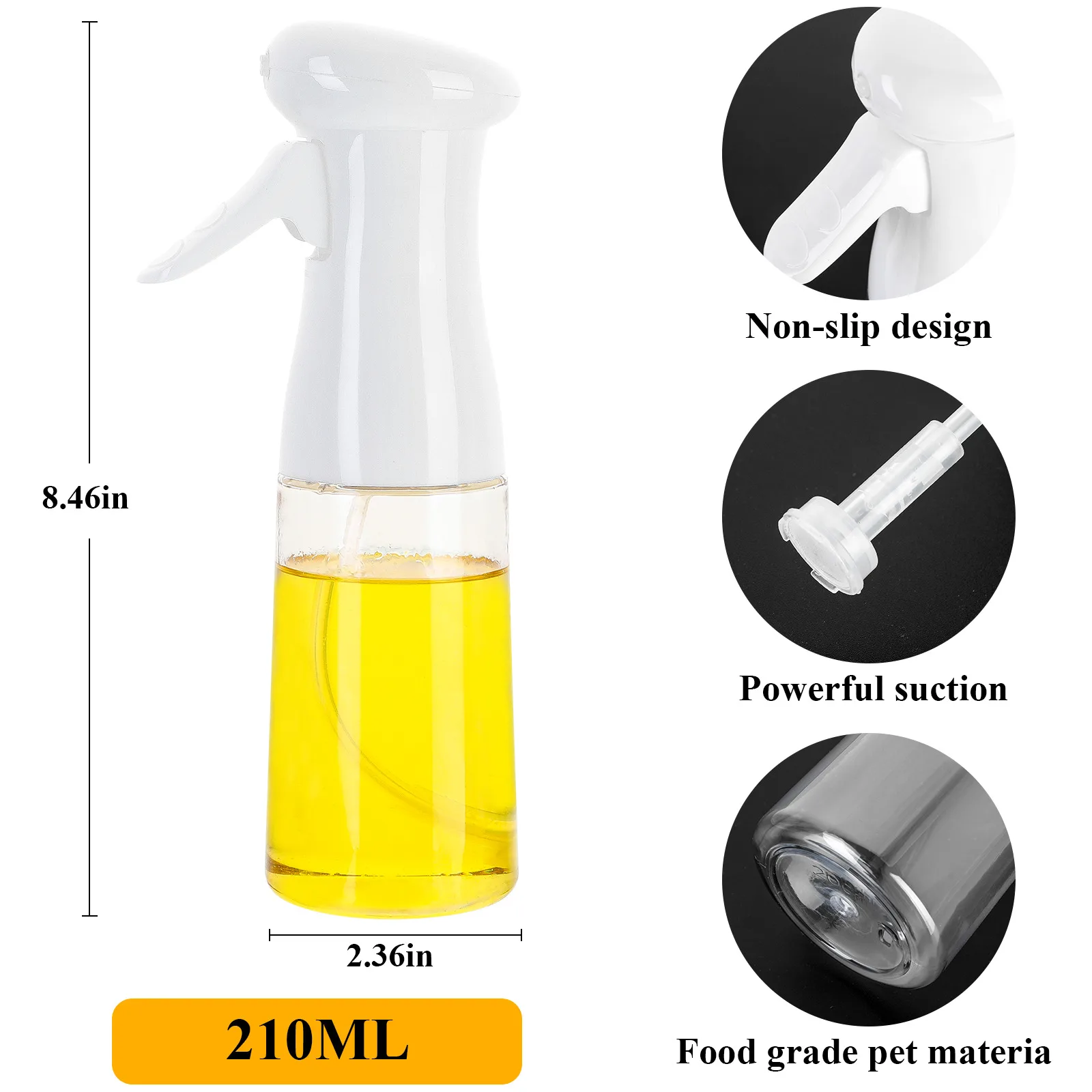 

210ML Olive Oil Spray Bottle Cooking Roasting Vinegar Mist Sprayer Barbecue Spray Bottle Operated Kitchen Oil Sprayer Bottle