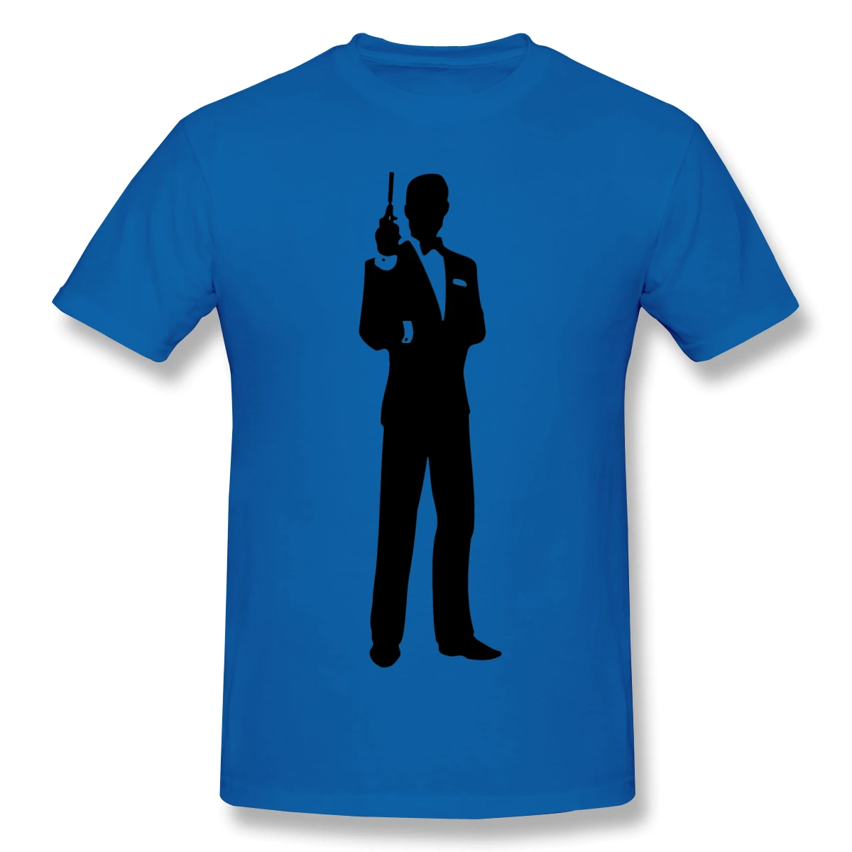 

Secret Agent Black Silhouette T Shirt White 007 printed Tshirt Summer large TShirts