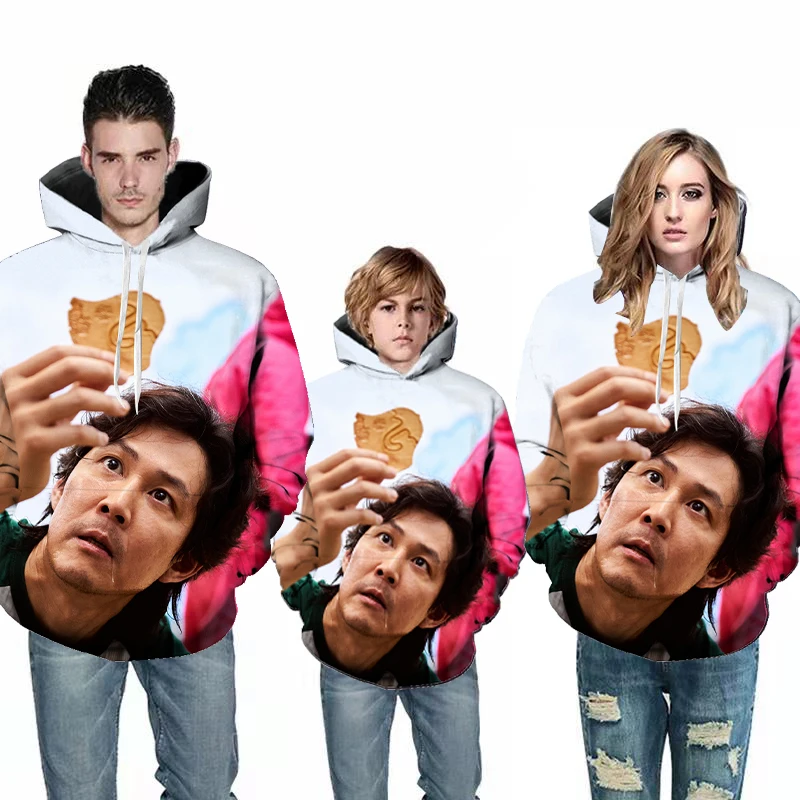 Sudadera con capucha con estampado 3D de calamar para madre y ni&ntilde;o, ropa de moda para familia, sudaderas para beb&eacute;, ni&ntilde;o y ni&ntilde;a, jersey de manga larga, Top de 4-14 a&ntilde;os-3