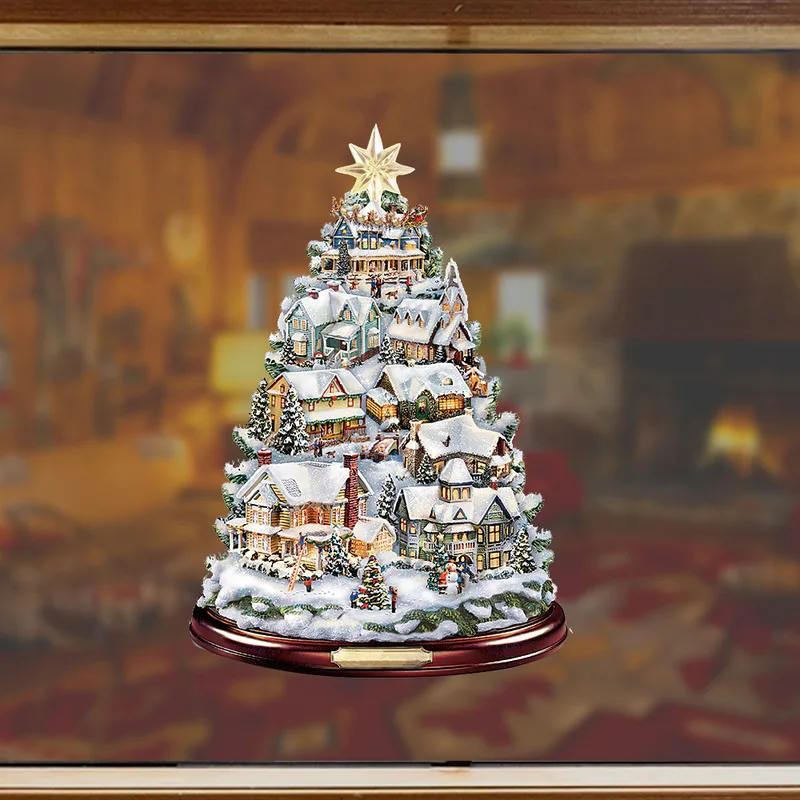 Новогоднее украшение новогодняя елка снеговик на окно стекло водонепроницаемая