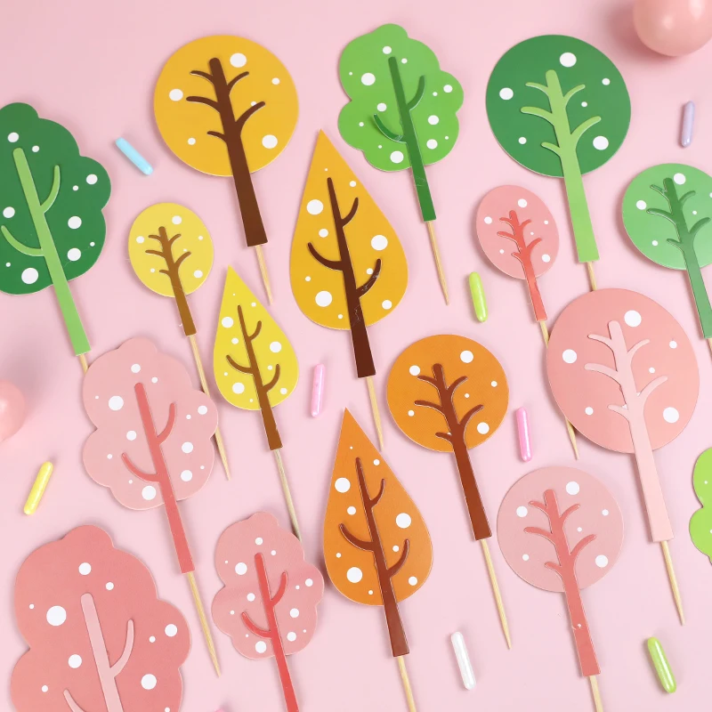 

Trees paper Party Green Tree Cake Topper Felt Cake Decor Birthday Party Decoration Kids Baby Shower Party Supplies Love Gifts