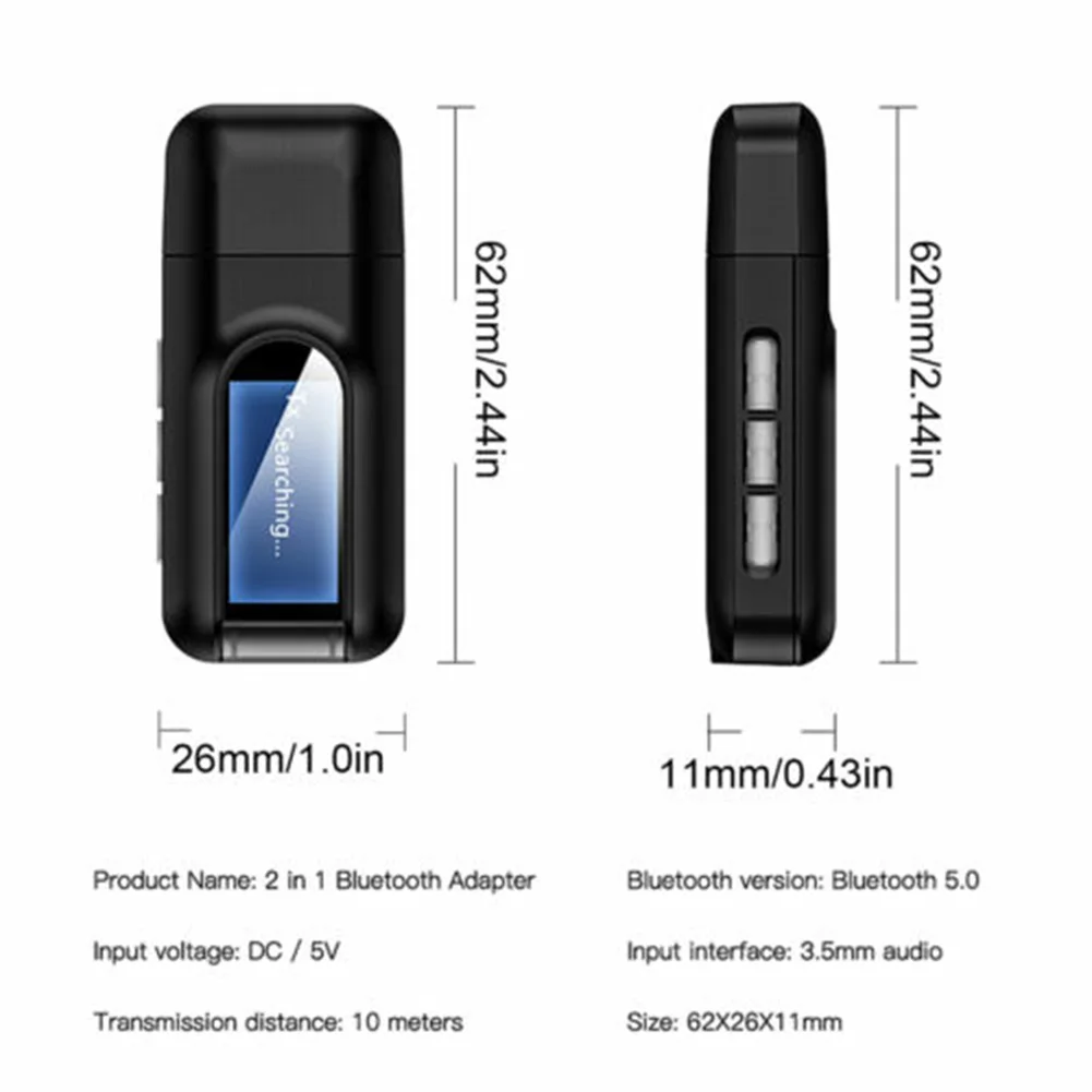 

Bluetooth 5.0 Transmitter Receiver LCD Display 3.5mm USB Aux Adapter for Laptop TV H-best