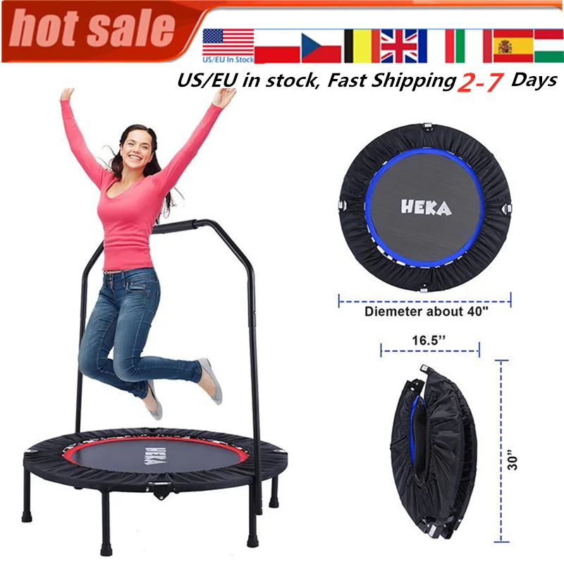 

Kids Adults Trampoline 40inch Foldable Fitness Exercise Rebounder with Handle