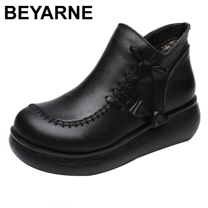 

BEYARNE Women Shoes 2020 New Genuine Leather Women Casual Shoes Breathable Fashion Waterproof Platform Shoes Women Sneaker