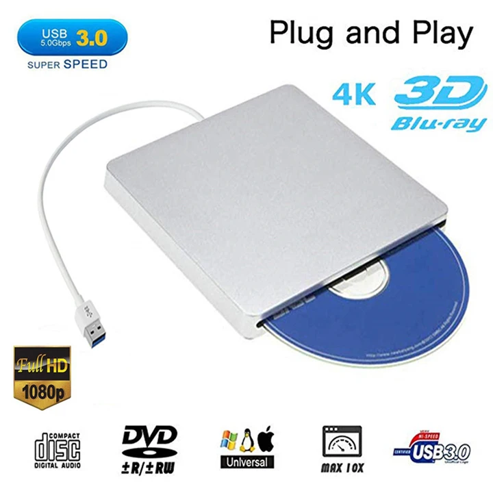 USB 3,0 слот нагрузки внешний Bluray привод Apple DVD RW горелка Писатель 3D Blue-ray Combo BD-ROM плеер для Macbook Pro iMac ноутбука