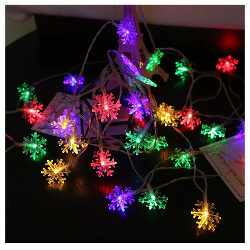 Снежинки строка светильник светодиодный Батарея питание Рождественский Декор